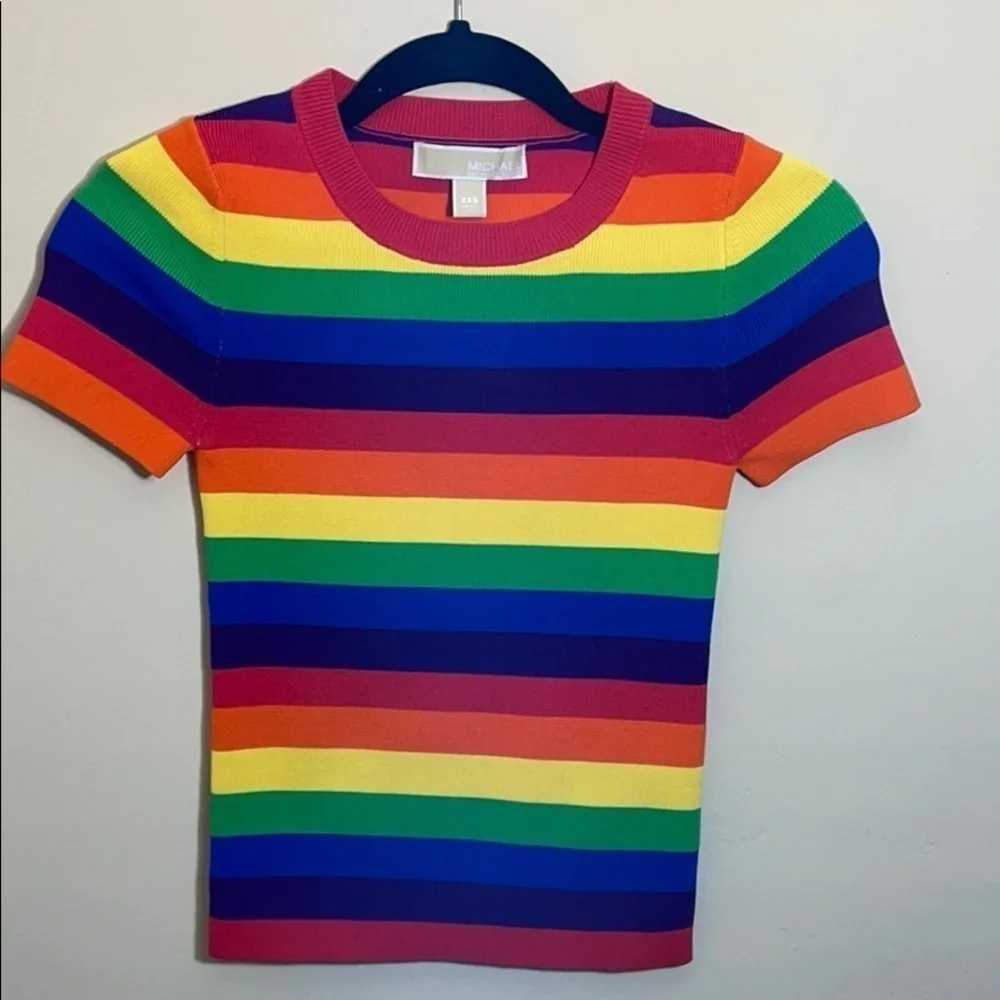 Michael Kors 🌈 Rainbow knit top XXS - Picture 7 of 11